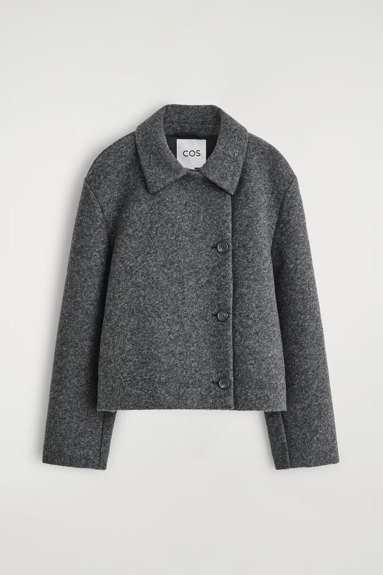 BOILED WOOL-BLEND SHORT JACKET - DARK-GRAY MÉLANGE | COS | COS (US)