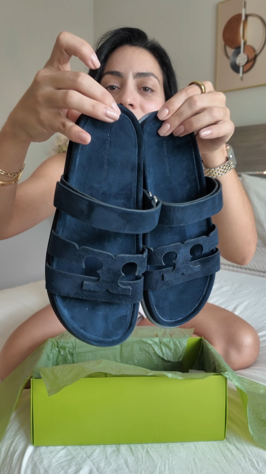 @toryburch Ines Suede Triple-Band Sport Mule Sandals