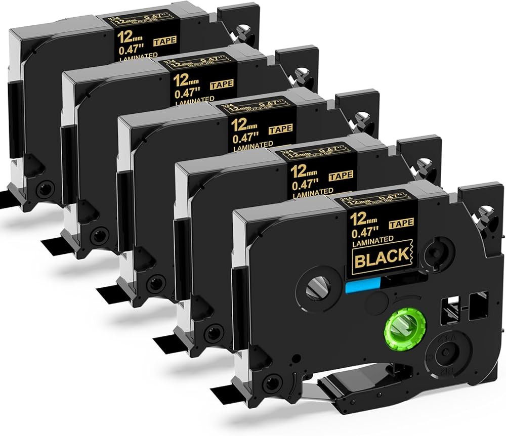 Greateam Gold on Black Label Tape Compatible with Brother P-Touch TZ TZe Black Tape 12mm 0.47" TZ... | Amazon (US)
