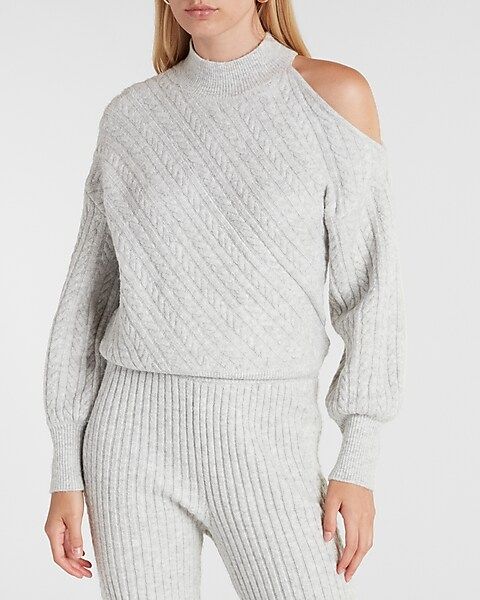 Cable Knit Cutout Mock Neck Sweater | Express