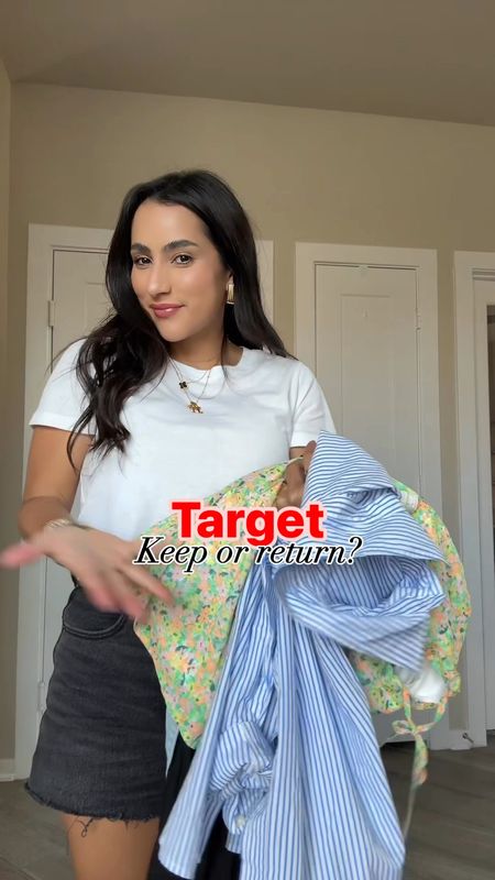Target haul. Button down XS, black dress small, floral dress small, denim top XS 

Target style, summer dress, vacation outfits, petite style, country concert 

#LTKVideo #LTKFindsUnder50 #LTKSeasonal