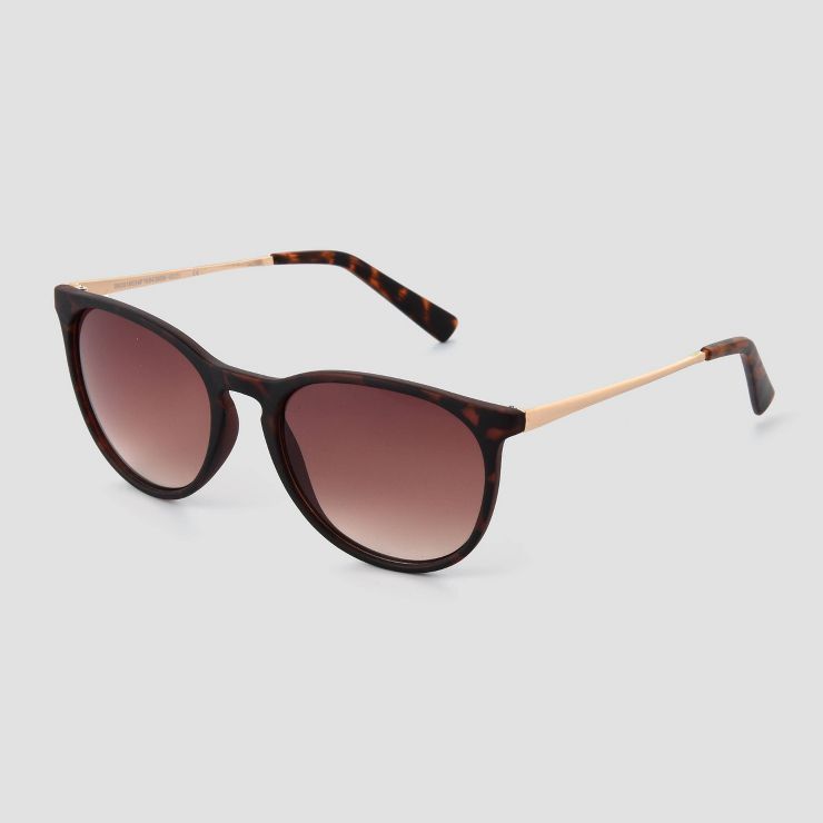 Women's Tortoise Shell Print Plastic Round Sunglasses - Universal Thread™ Brown | Target