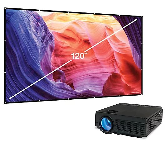 GPX All-in-One Projector with Bluetooth & 120"Screen Kit - QVC.com | QVC