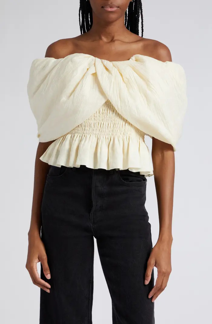 Sea Loren Smocked Drape Sleeve Peplum Top | Nordstrom | Nordstrom