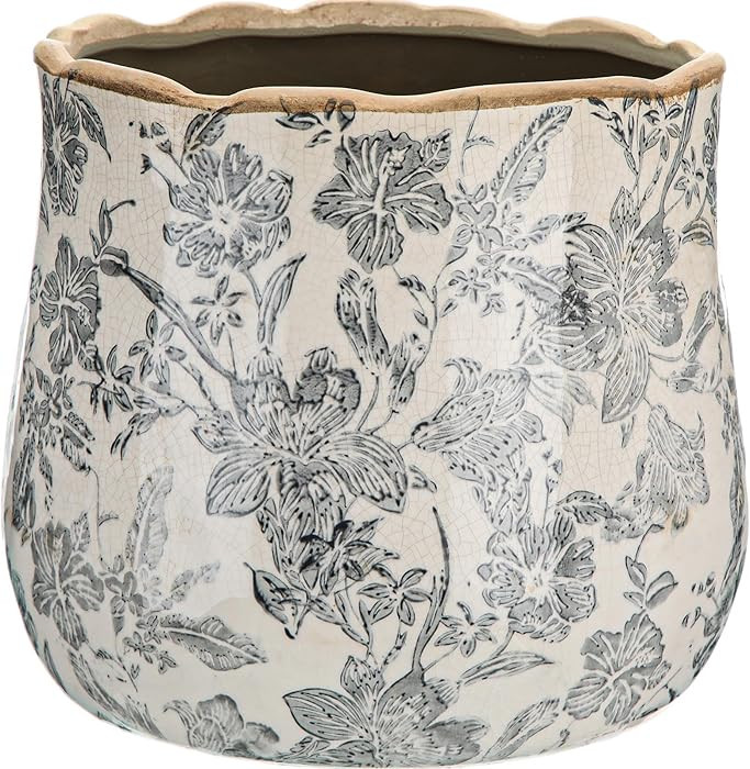 Bokon 7 x 6.3 Inch Ceramic Planter Vintage Scroll Planter Decorative Plant Pots with Crackle Glaz... | Amazon (US)