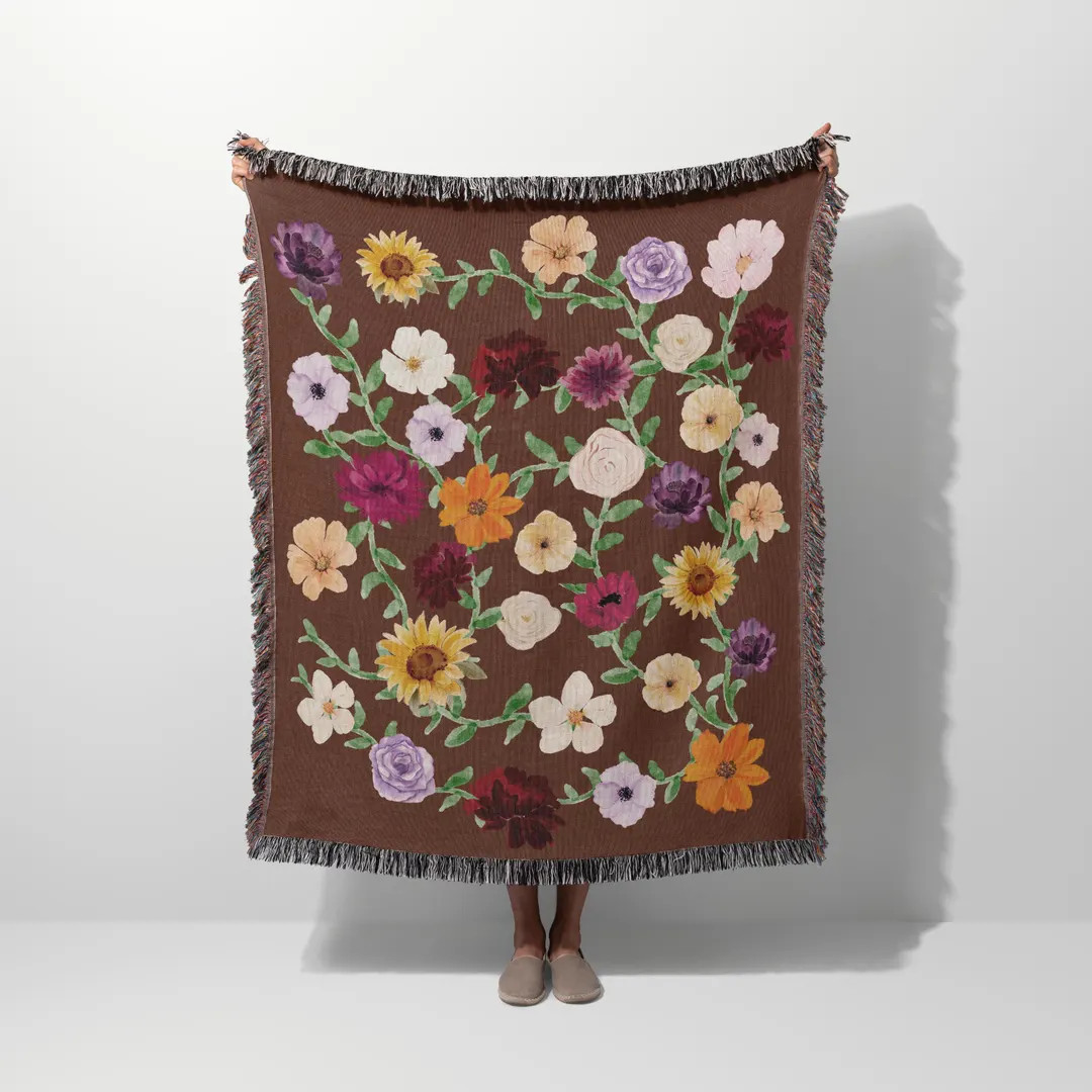 Piano Floral Woven Blanket: Concert Tour Throw, Music Lover Gift | Etsy (US)