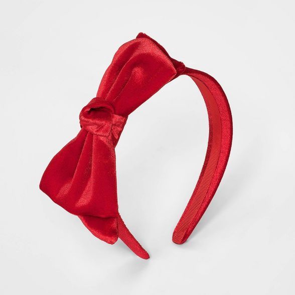Girls' Velvet Bow Headband - Cat & Jack™ Red | Target