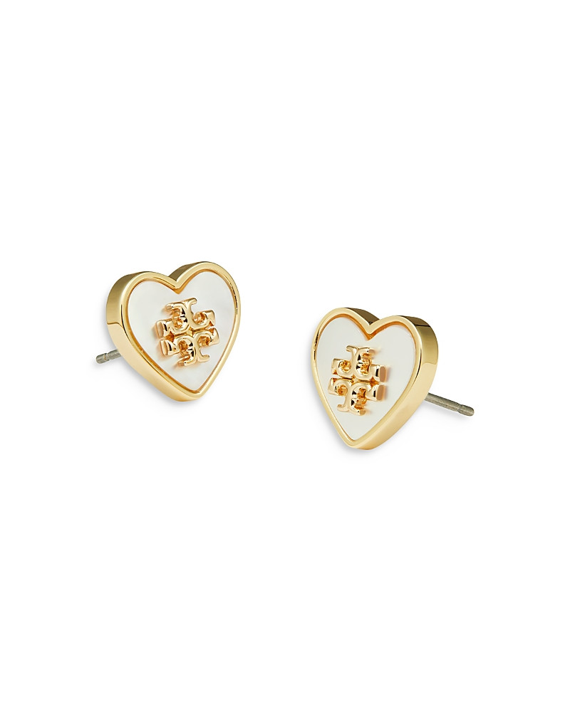 Tory Burch Kira Mother Of Pearl Heart Stud Earrings in Gold Tone | Bloomingdale's (US)