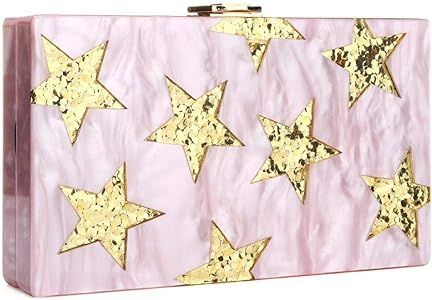 Vistatroy Womens Glitter Sequins Evening Bag Box Acrylic Star Designer Party Prom Wedding Clutch ... | Amazon (US)
