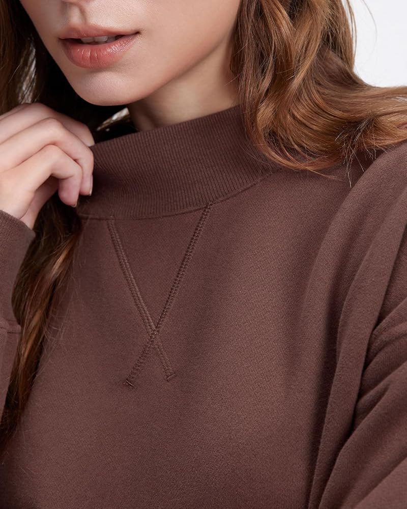 SUUKSESS Women Cotton Mock Neck Sweatshirts Oversized Long Sleeve Pullover | Amazon (US)