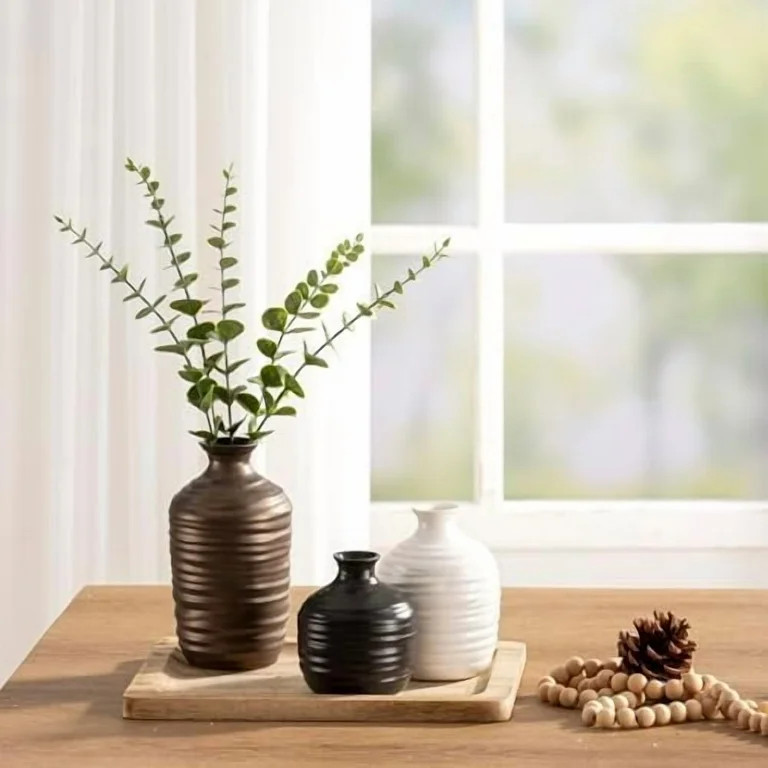 Ceramic Vase Set of 3 Decorative Vase for Home Decor Modern Farmhouse Decor Pottery Neutral Vases... | Walmart (US)