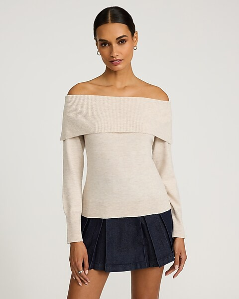 Cloud Soft Foldover Off The Shoulder Sweater | Express
