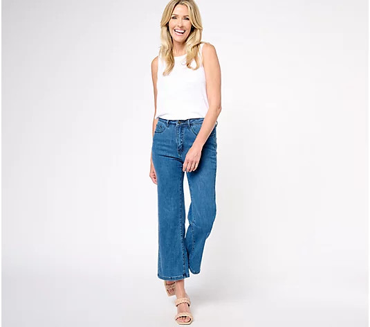 Women with Control Petite Wonder Denim Wide Leg Crop Jeans - QVC.com | QVC