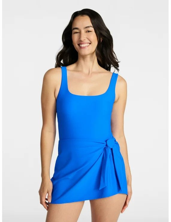 Time and Tru Women's and Women's Plus Size Wrap Swim Dress, Sizes XS-3X - Walmart.com | Walmart (US)
