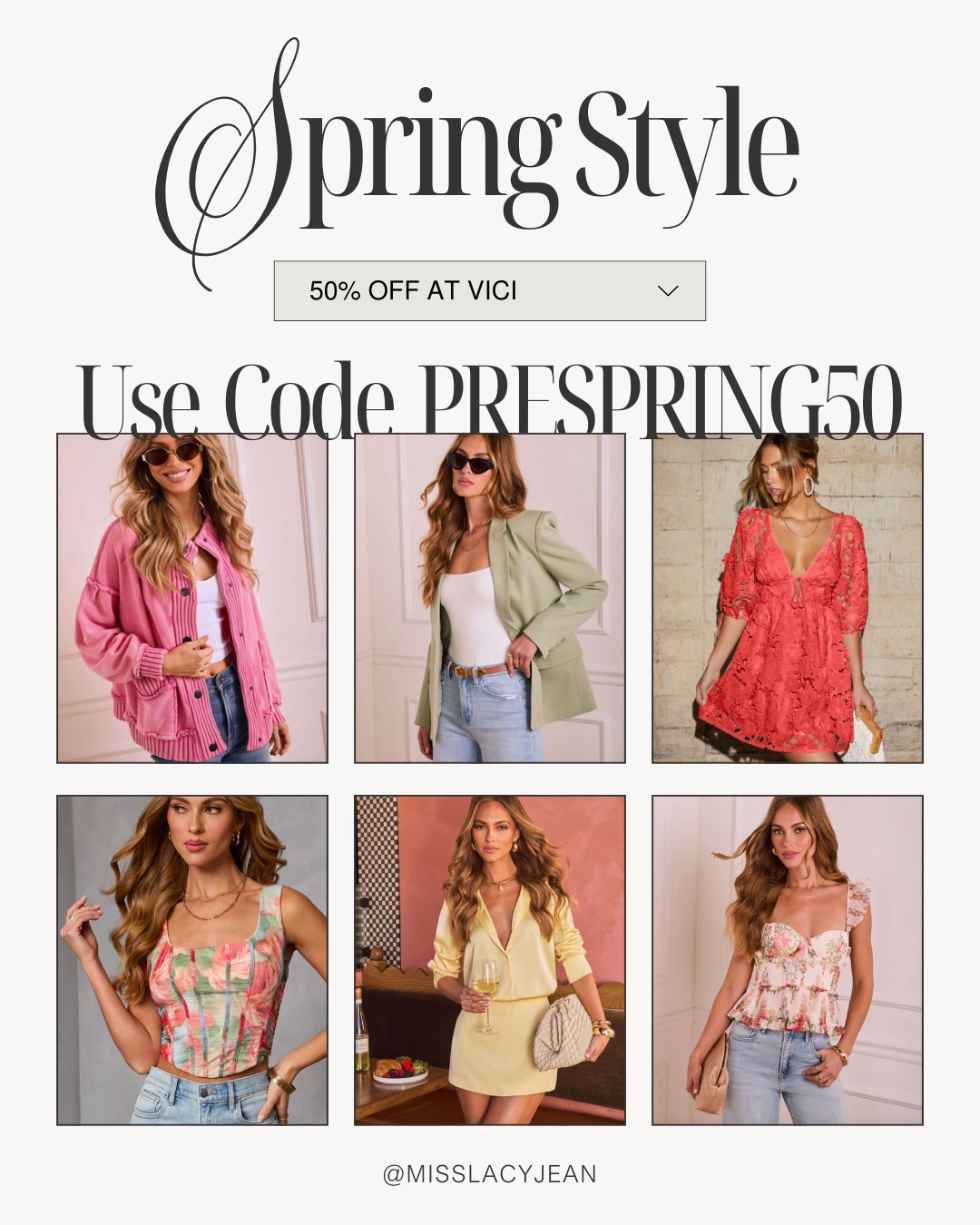 Vici Spring Outfits 50% Off ✨

vici collection // vici dress // vici haul // vici sweater // spring outfits // spring outfit ideas // spring outfit ideas // spring fashion // spring dresses

#LTKgrwm #LTKootd #LTKSeasonal