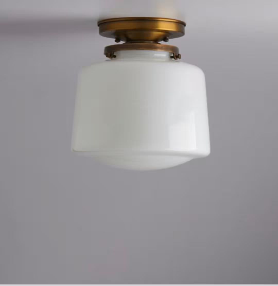 Schoolhouse White Drum Flush Mount Light Fixture Handblown - Etsy | Etsy (US)