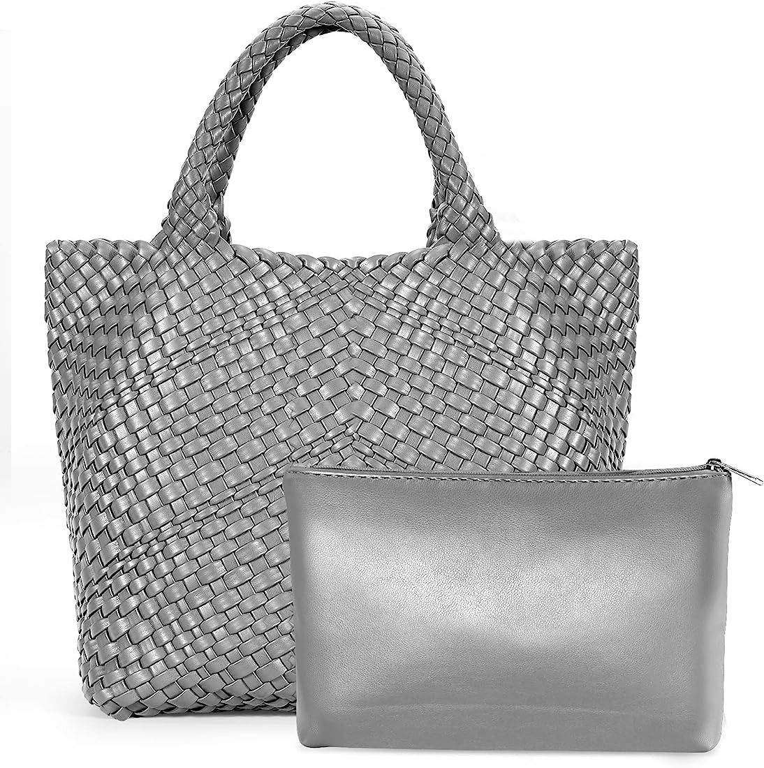Woven Bag for Women, Fashion Woven Tote Bag Large Capacity, Soft Vegan Leather Hand-woven Handbag... | Amazon (US)