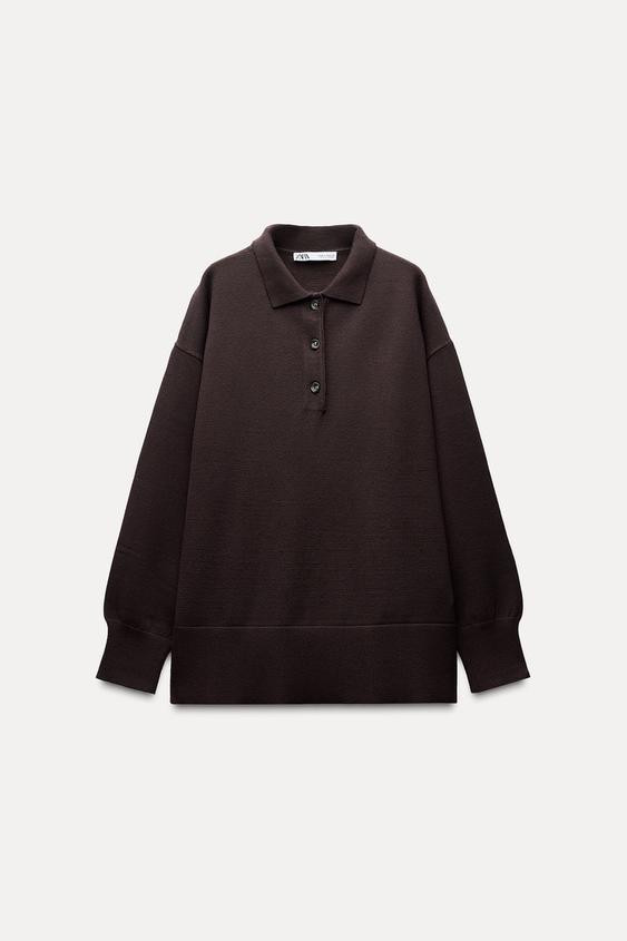 PLAIN KNIT POLO SWEATER | Zara US