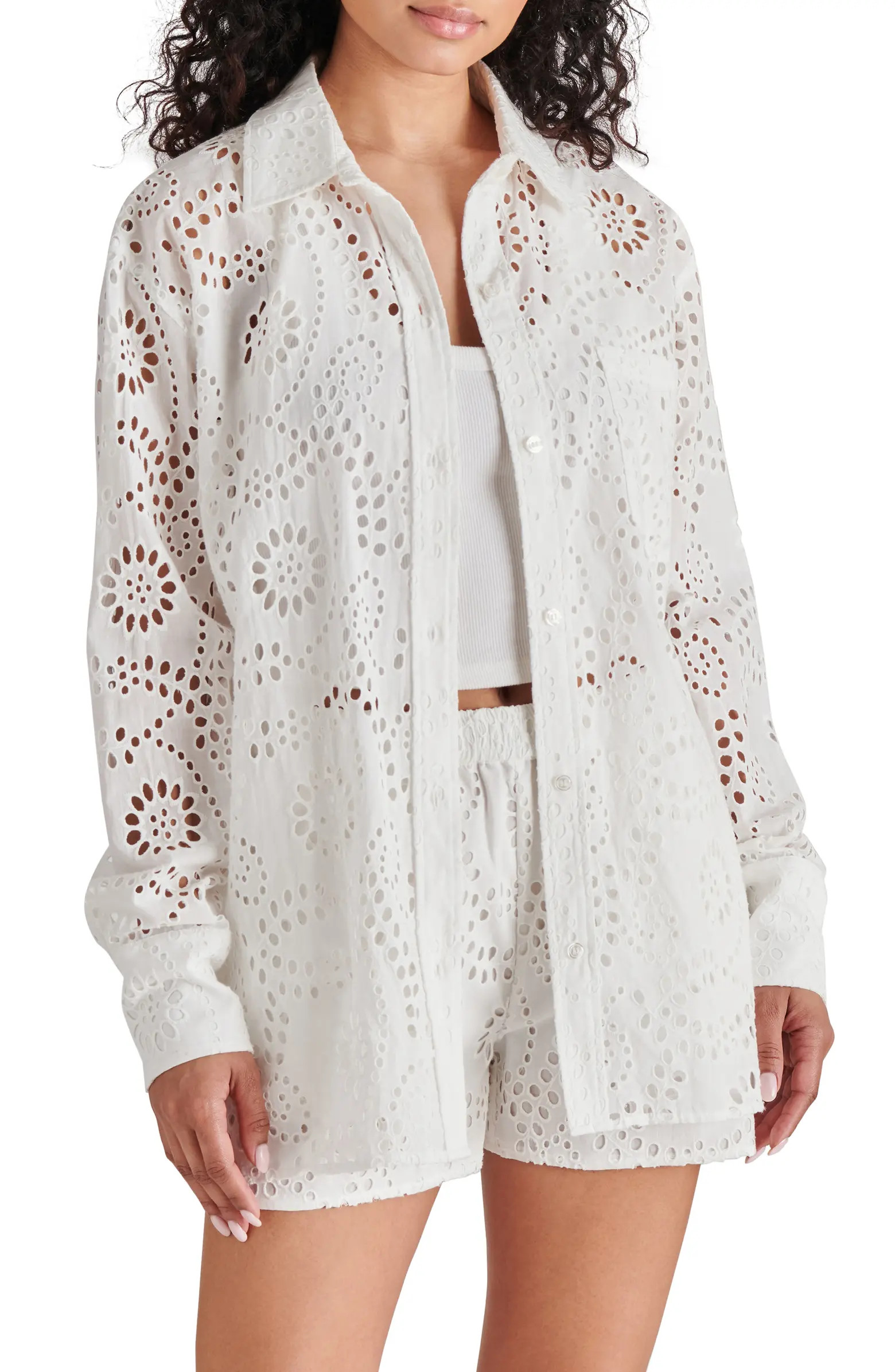 Steve Madden Cornelia Cotton Eyelet Button-Up Shirt | Nordstrom | Nordstrom
