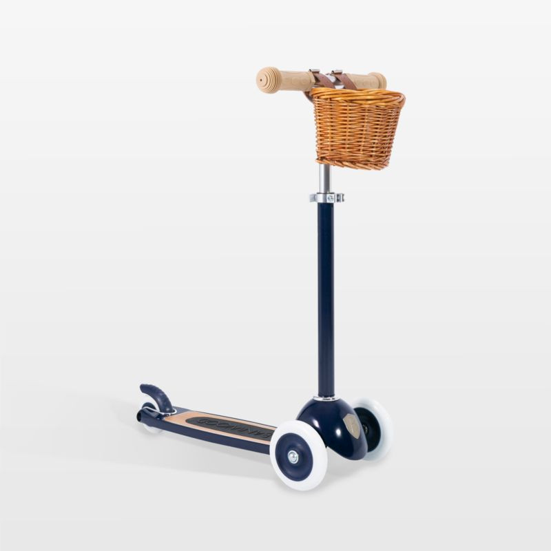Banwood Navy Blue 3-Wheel Kids Scooter with Basket + Reviews | Crate & Kids | Crate & Barrel