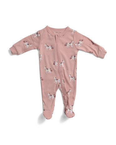 Infant Girls  Royal Horses Footed Coverall | TJ Maxx