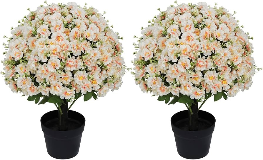 24" Artificial Flowers for Outdoors, UV Resistant Faux Potted Plants | Amazon (US)