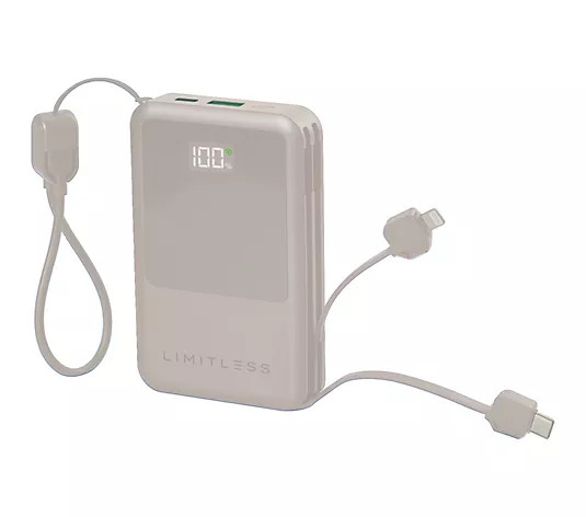 Limitless 10,000mAh Power Bank w/ Built in Cables & 15W Magnetic Charge - QVC.com | QVC