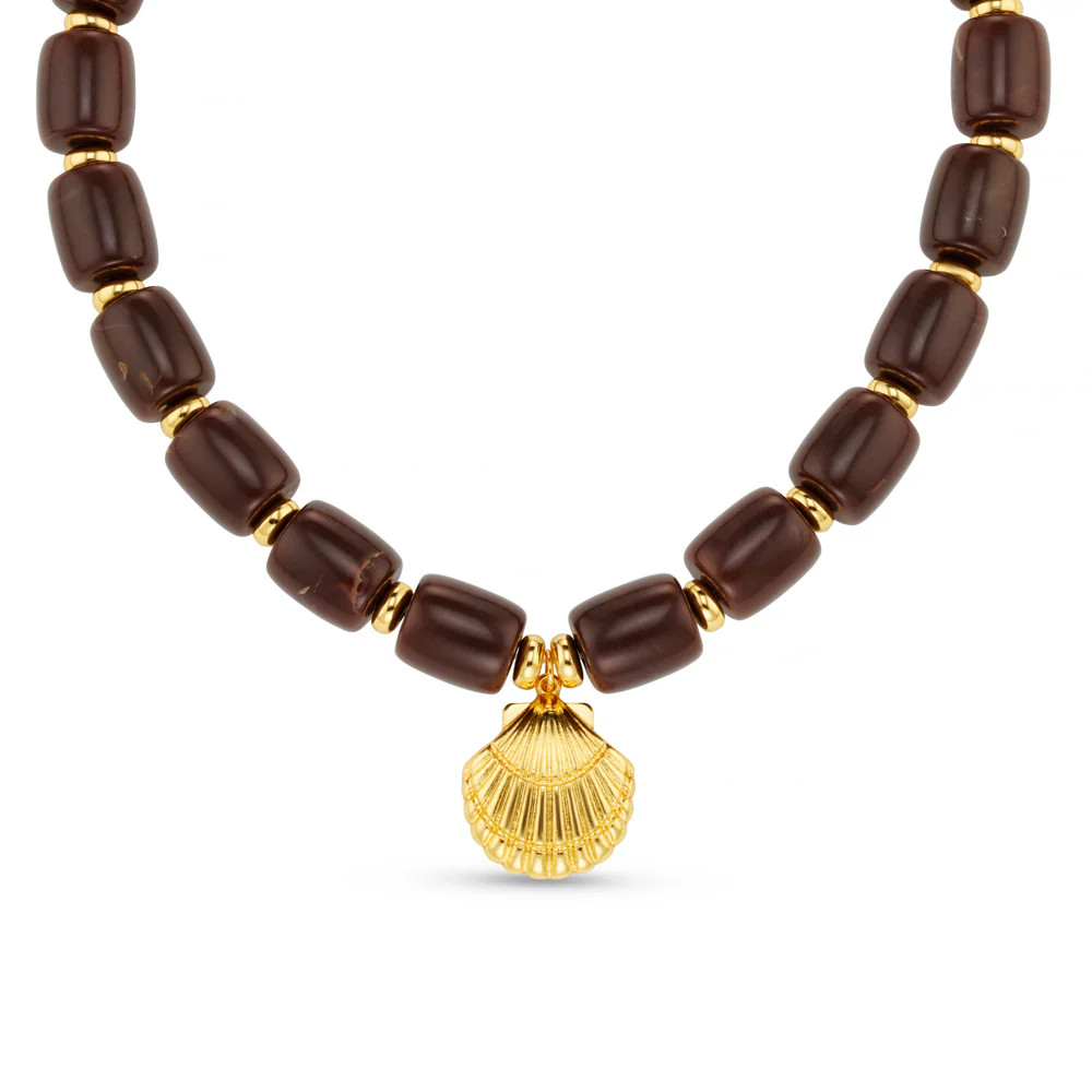 Chunky Beaded Shell Charm Necklace | Orelia
