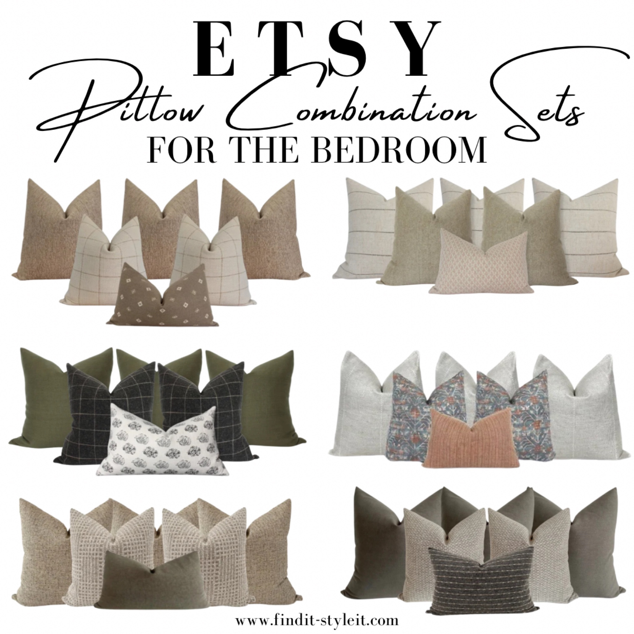 Bedroom pillow combination sets from Etsy. 

#bedding #bedroom #bedroomrefresh #homedecor 

#LTKhome #LTKcanada #LTKgiftguide
