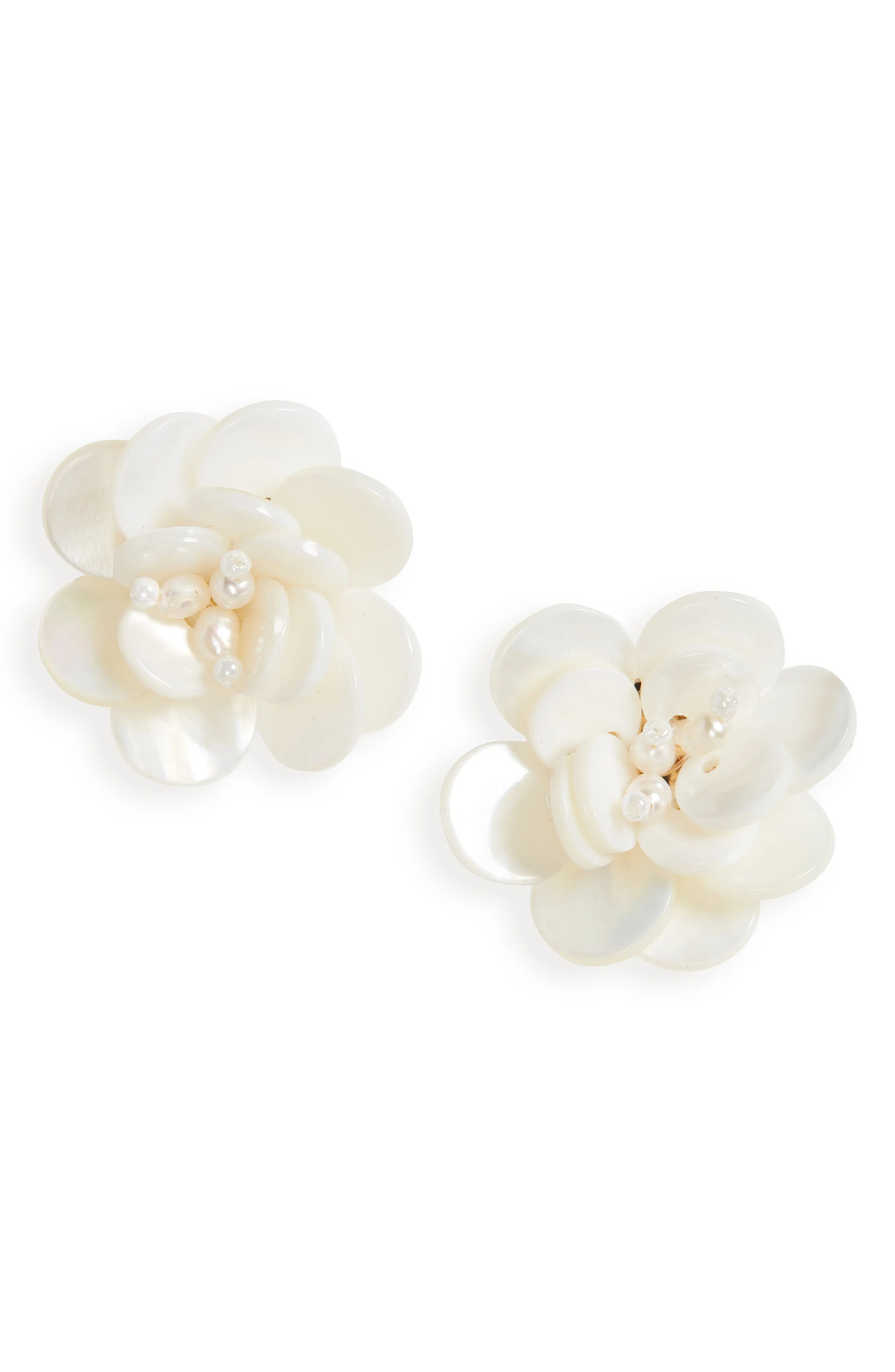 Shell Petal Pearl Stud Earrings | Nordstrom