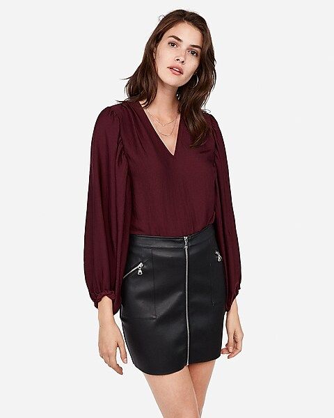 high waisted zip front (minus the) leather mini skirt | Express