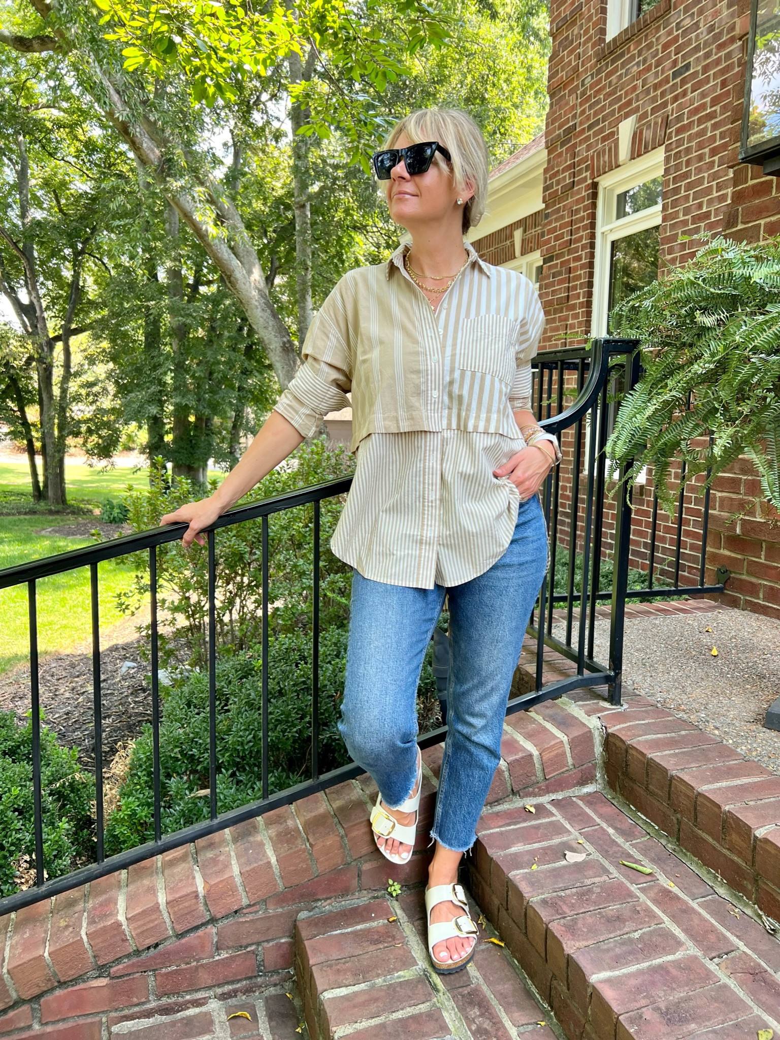 Here’s that striped modular button-up shirt at full length! We are obsessed with this blouse! 

#LTKFind 

#LTKxMadewell #LTKstyletip #LTKsalealert