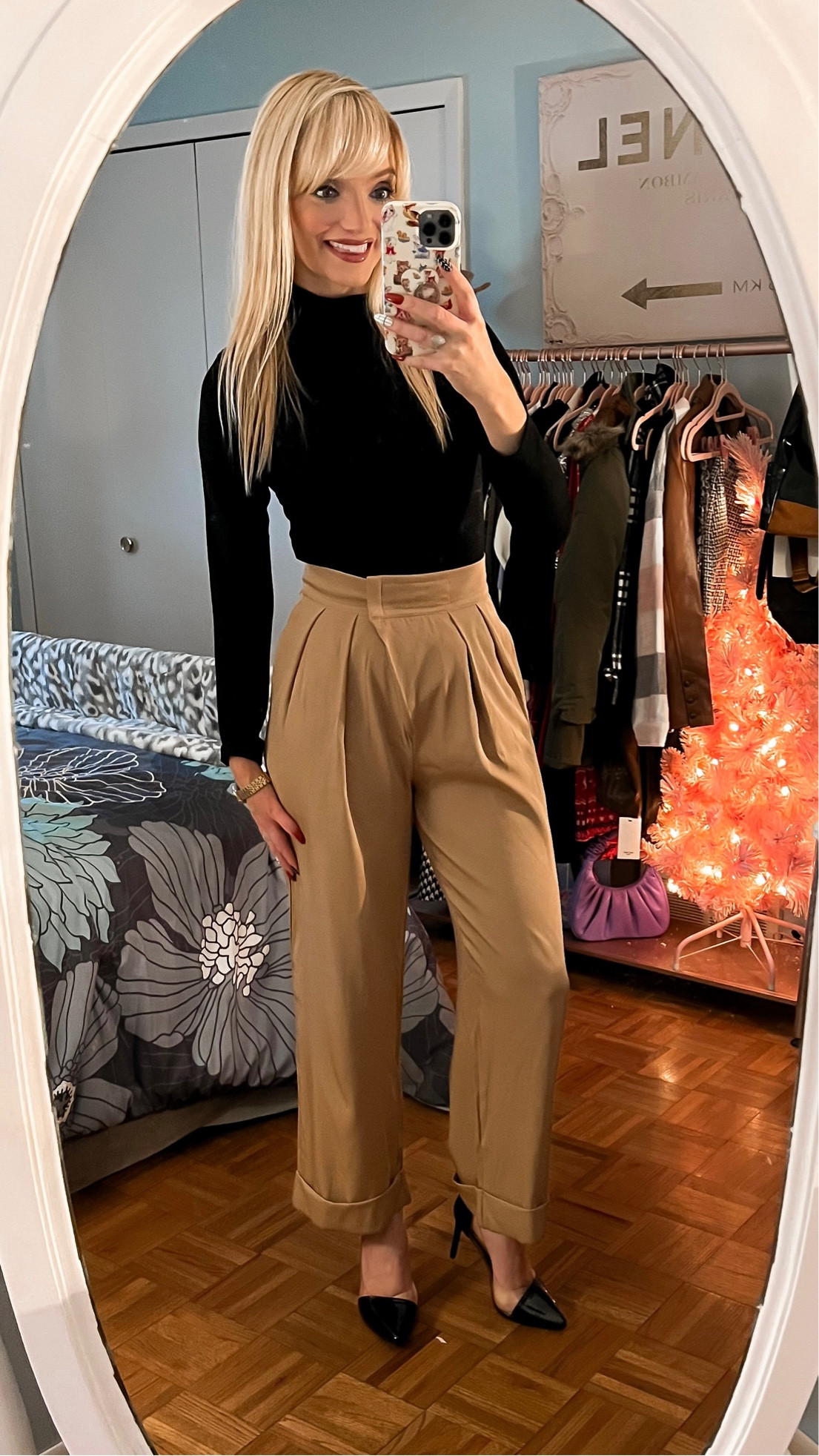 Black turtleneck bodysuit - khaki dress pants - slacks - black stiletto heels - trendy outfit - Amazon Fashion - Amazon Finds - wear to work - work style - business casual - teacher outfits - teacher style 

#LTKworkwear #LTKunder50 #LTKSeasonal