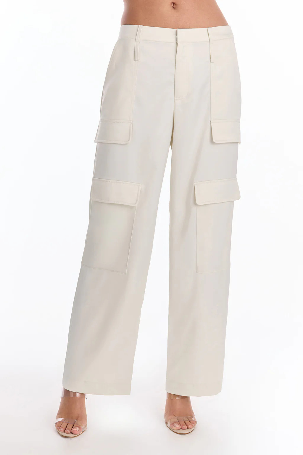 Milan Satin Cargo Pant - Pearl | The Noli Shop