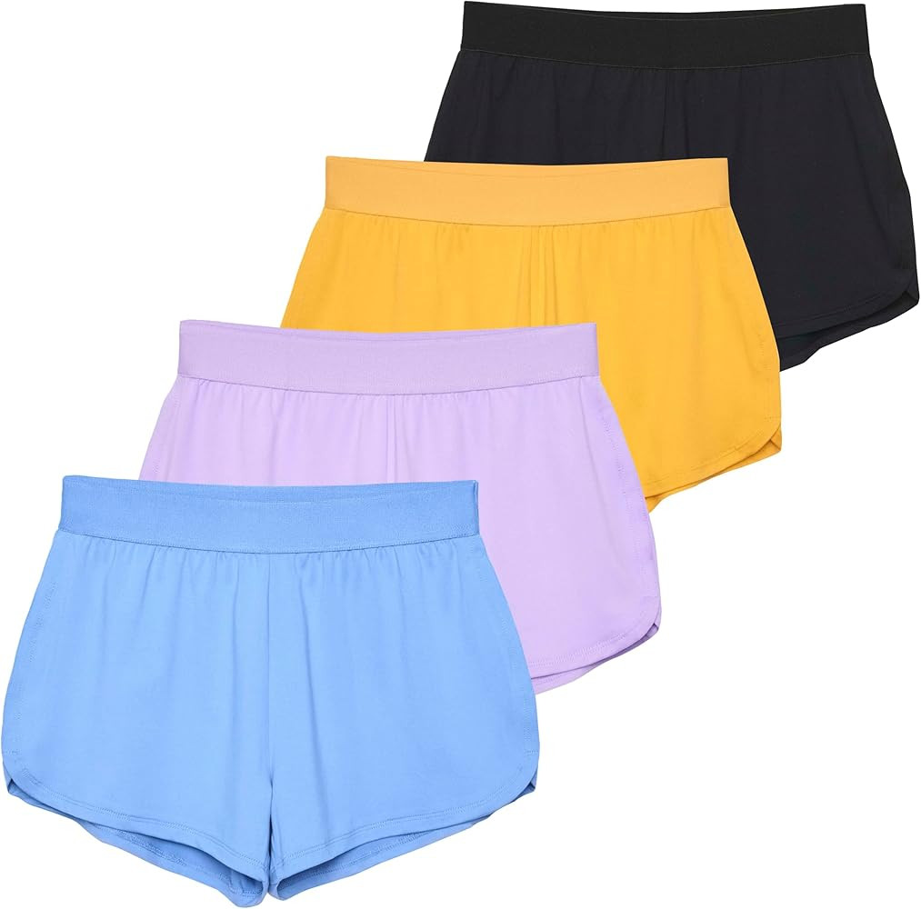4 Pack: Women's 3" Dry-Fit Dolphin Running Shorts with Pockets - Athletic Gym Workout Basketball ... | Amazon (US)