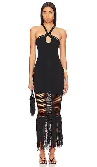 Adrienne Fringe Dress in Midnight | Black Fringe Dress Outfit | Black Crochet Dress Outfit | Revolve Clothing (Global)