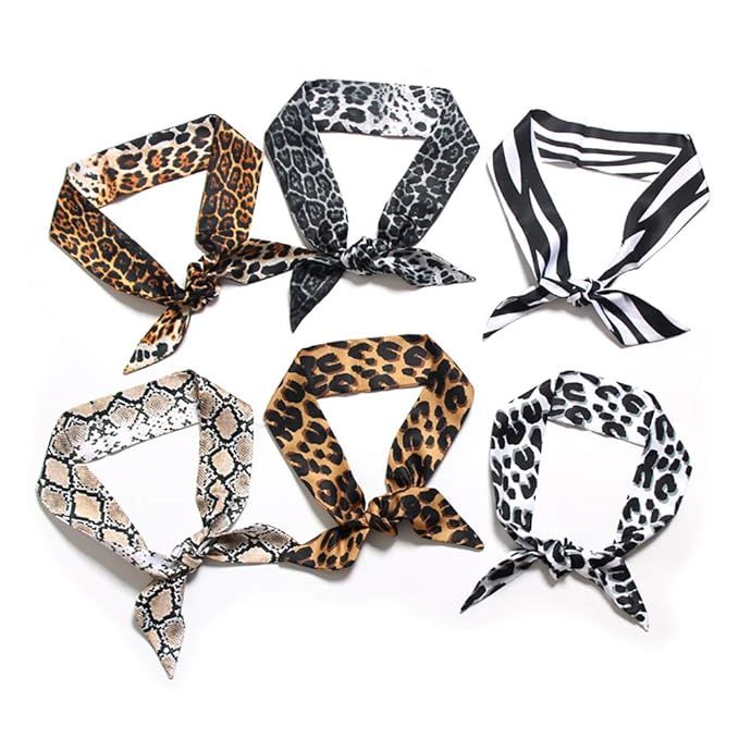 Uainhrt 6pcs Creative Leopard Grain Series Bag Handbag Handle Ribbon Scarf Hair Head Band Neck Sc... | Amazon (US)