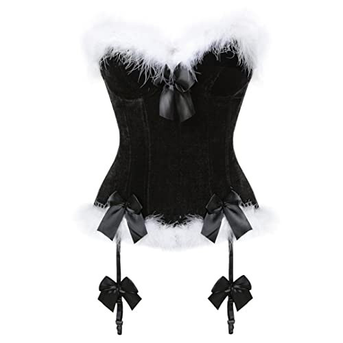 Kranchungel Black Corsets for Women Plus Size Corset Waist Trainer Victorian Corset Moulin Rouge Costume Cosplay Outfits Black Bustier 5X-Large Black | Amazon (US)