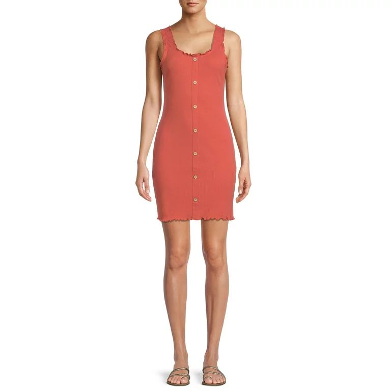 No Boundaries Juniors' Button-Front Bodycon Tank Dress | Walmart (US)