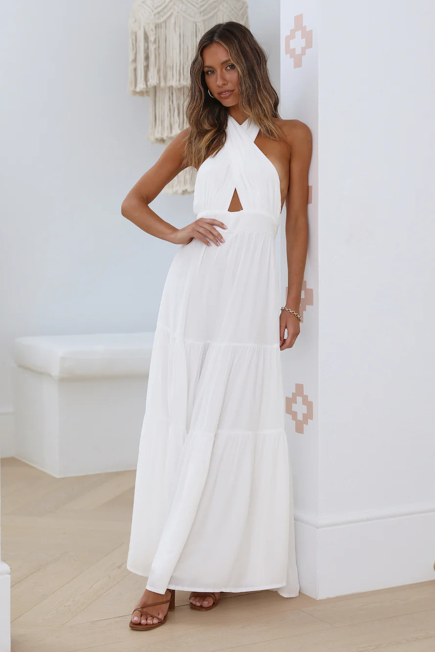 Sun Glare Maxi Dress White | Fortunate One