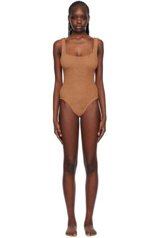 Hunza G - Brown Square Neck Swimsuit | SSENSE