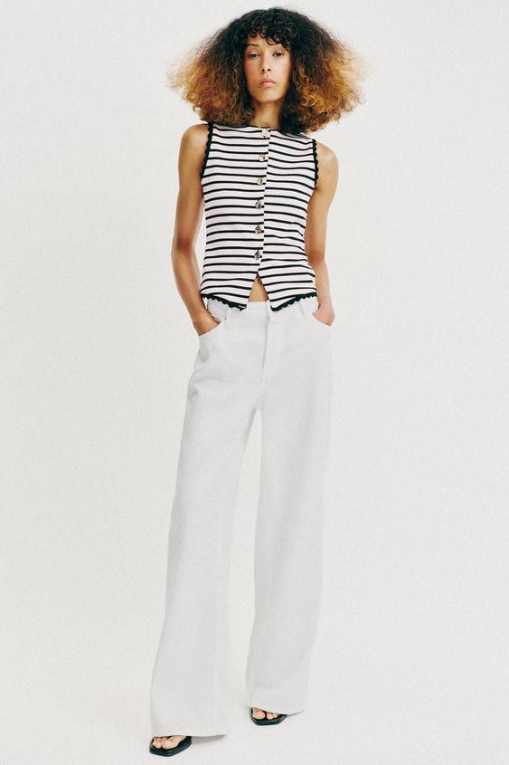 STRIPED BUTTON VEST TOP | Zara US