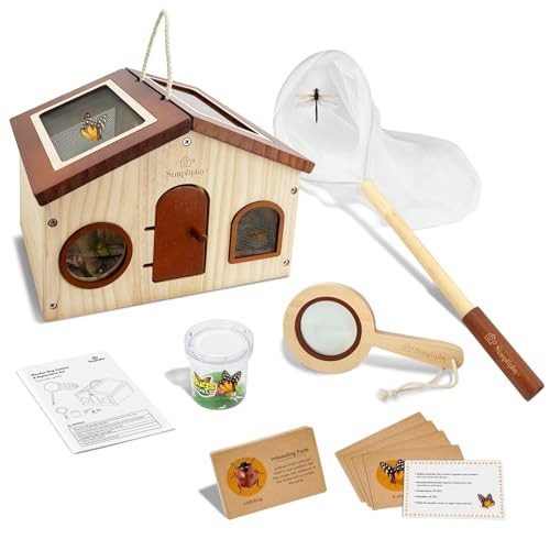 SimpliPlay Kids Explorer Kit & Bug Catcher for Kids, Outdoor Toys with Portable Wooden Bug Habitat, Net, Magnified Viewer, Observation Cup, 15PCS Insect Cards for Kids 4 5 6 7 8 Year Old Boy Gift | Amazon (US)