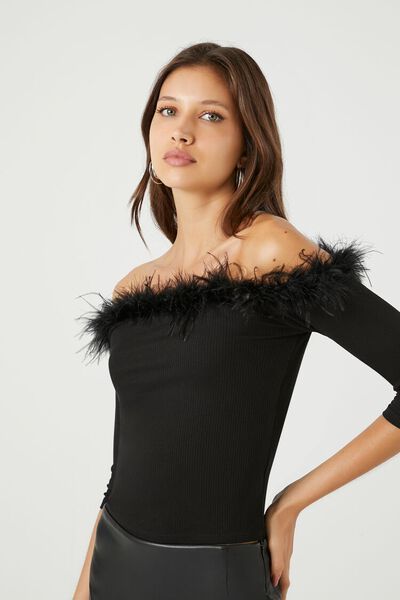 Faux Feather Off-the-Shoulder Top | Forever 21 | Forever 21 (US)