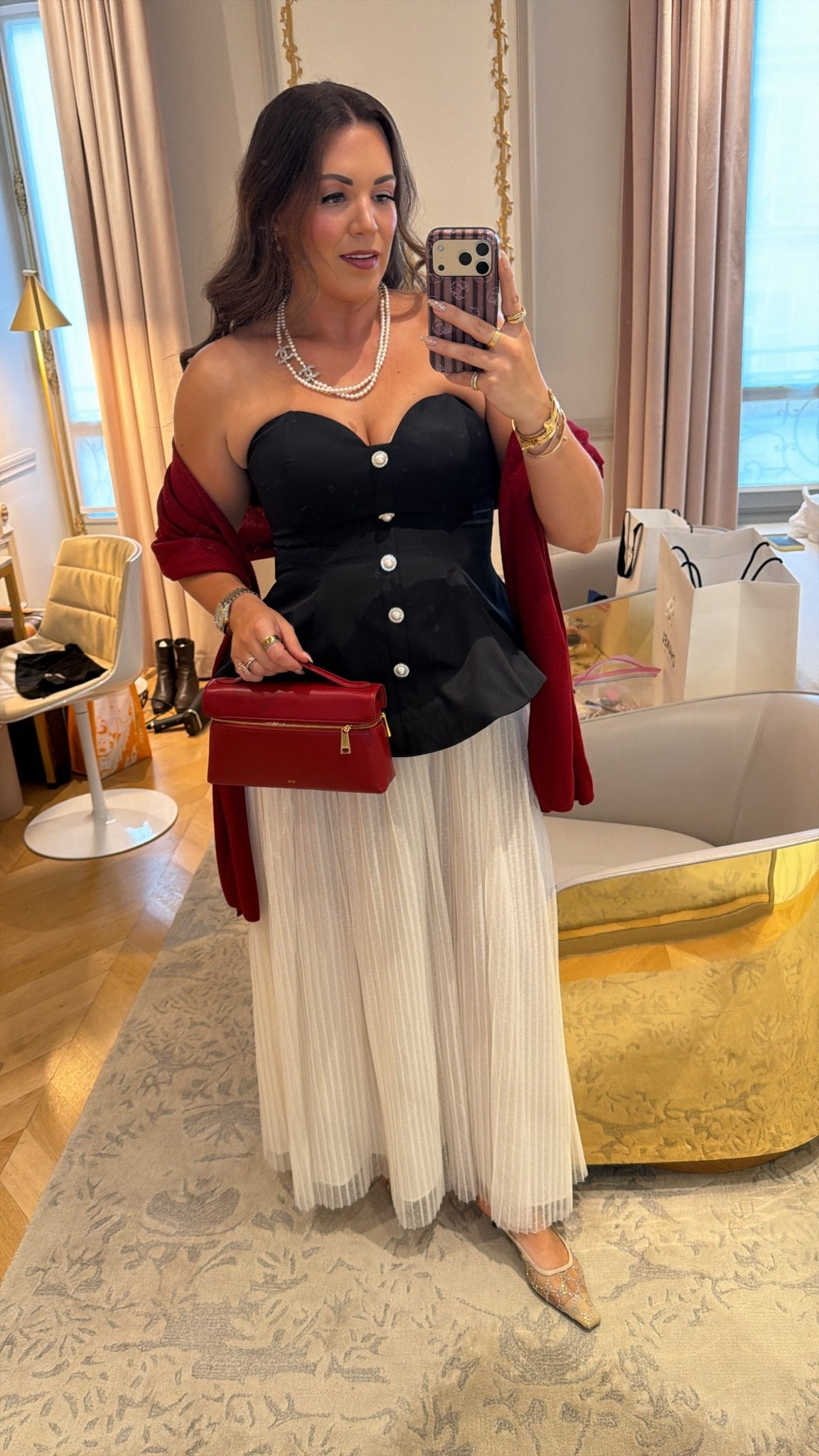 curvy midsize formal look for a private river cruise on the Seine! wearing size 10 in black and white floor length dress 🤍🖤 love the pearl details!

#LTKSeasonal #LTKMidsize #LTKTravel