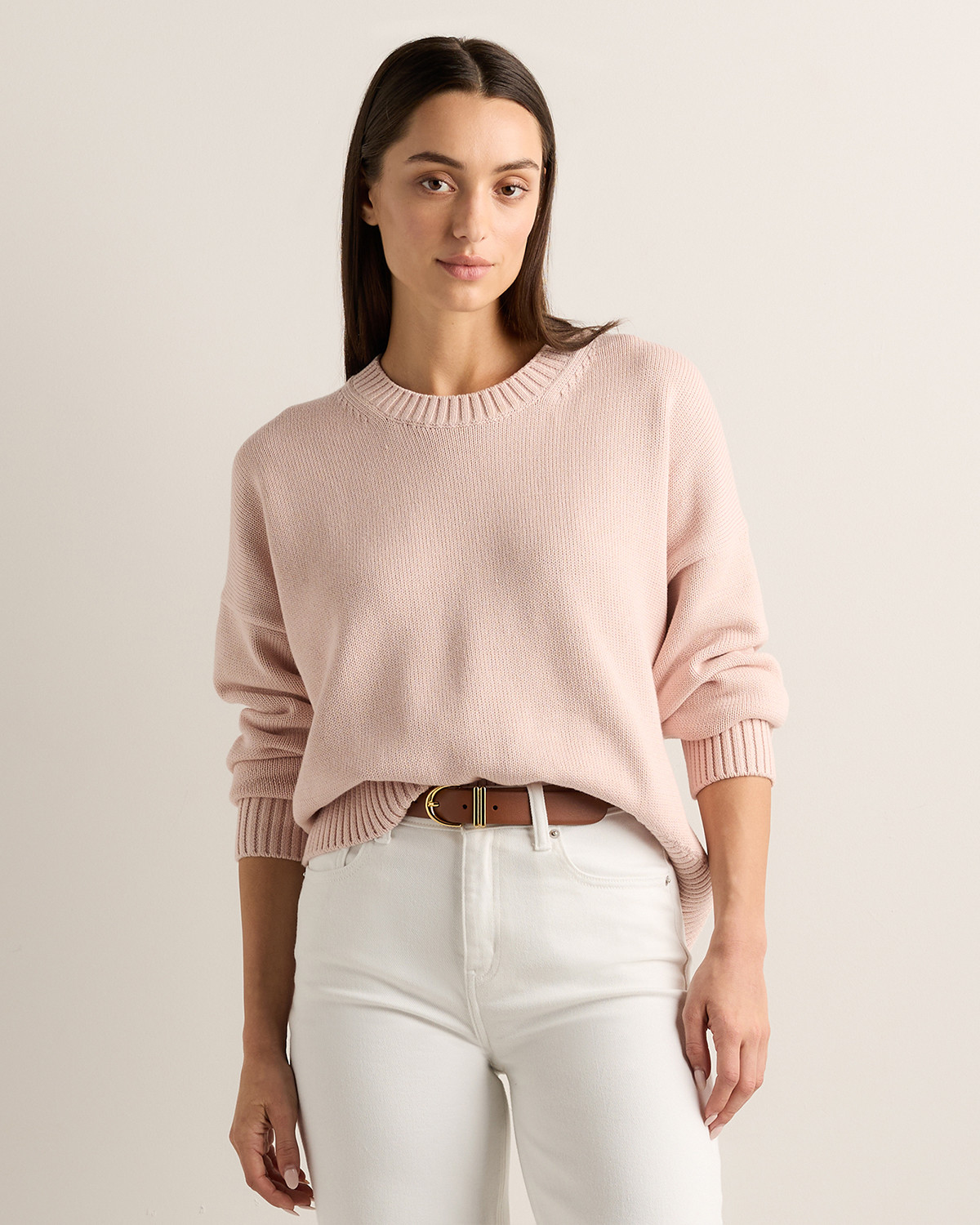 Quince | Women's Boyfriend Crewneck Sweater in Charcoal, Size Large, Organic Cotton | Quince