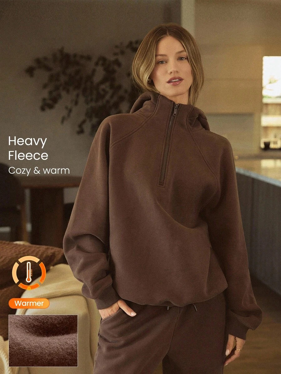GLOWMODE Heavyweight Fleece Oversized Hoodie Jacket Thick Thermal Warm Winter | SHEIN