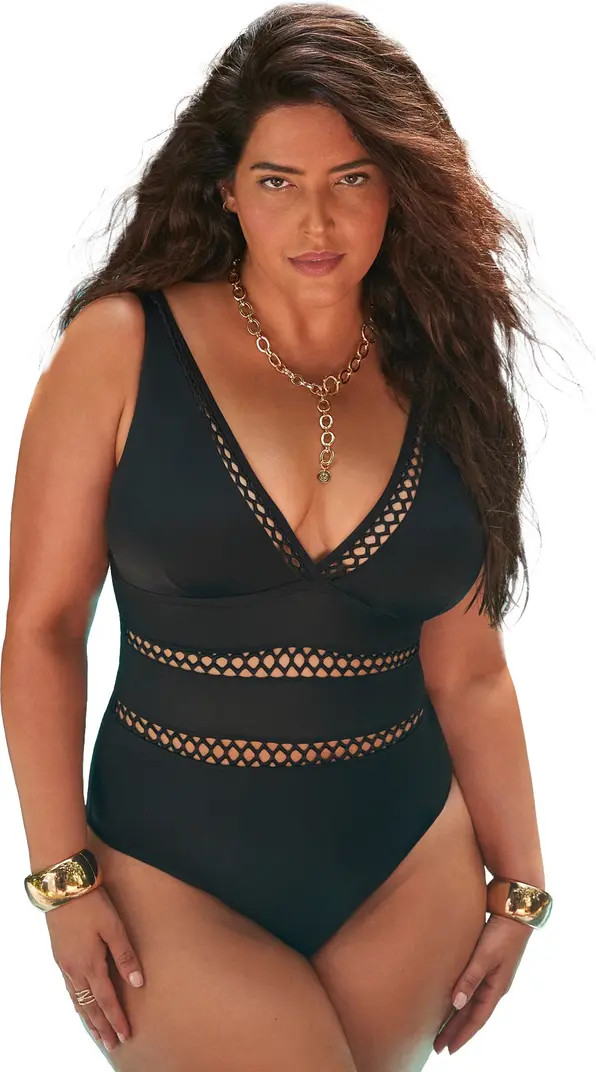 Lattice Plunge One Piece Swimsuit | Nordstrom