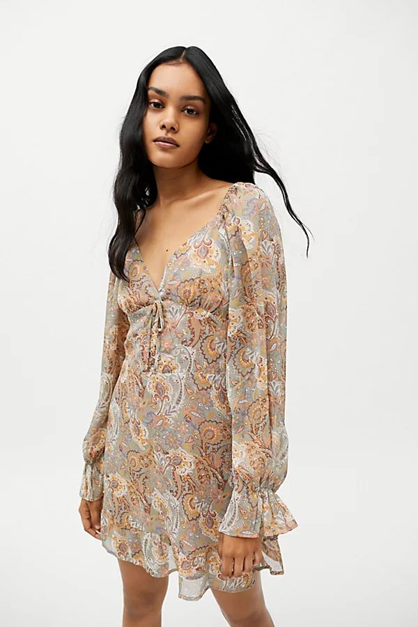 Dress Forum Paisley Plunging Mini Dress | Urban Outfitters (US and RoW)