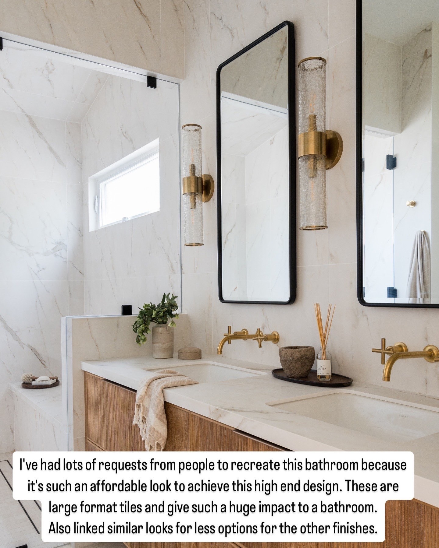 Love using tiles to mimic the look of a slab. Bathroom design 

#LTKHome #LTKFindsUnder100 #LTKSaleAlert